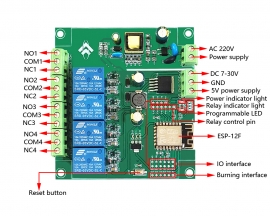ESP8266 WIFI 4 Channel Relay Module ESP-12F Development Board